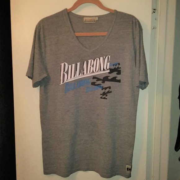 Billabong Sz L Graphic Tee Gray Short Sleeve Top - Picture 7 of 7